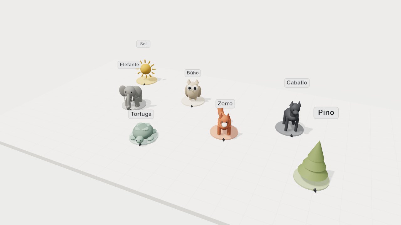 Animales y elementos de naturaleza en 3D sobre el plano libre